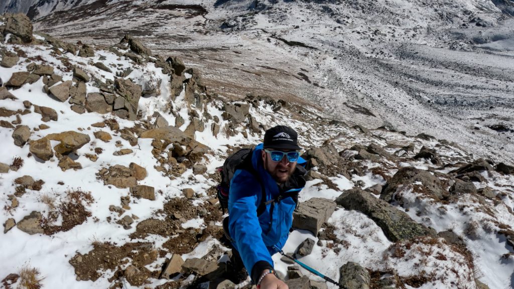 Working up the steep slopes of Grizzly Peak A.