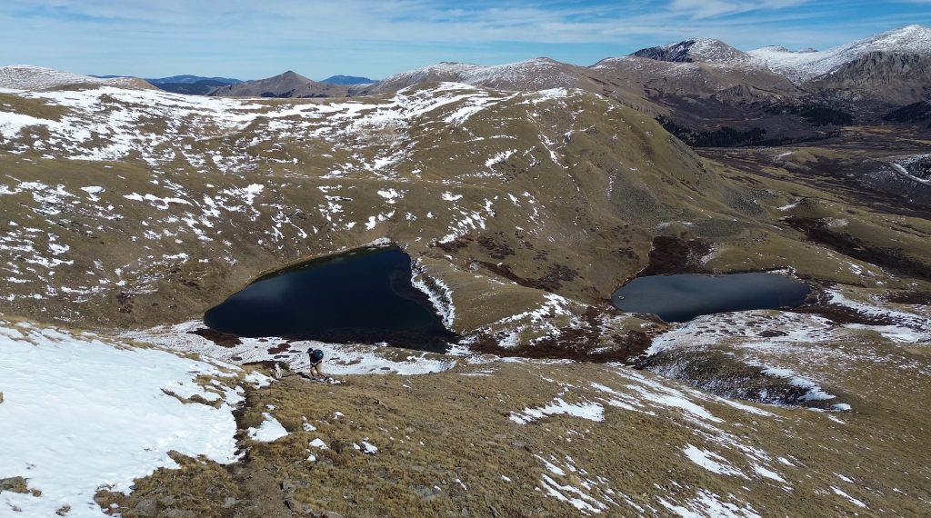 View of Lower and Upper Square Top Lakes from the slopes of Square Top Mountain near Guanella Pass.