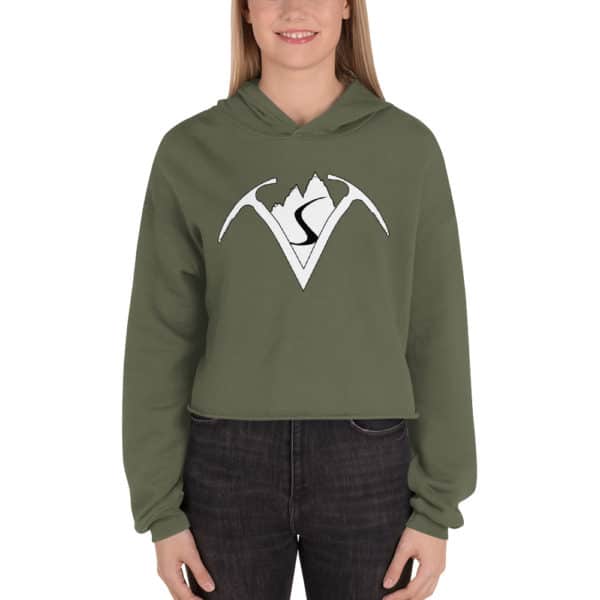 Virtual Sherpa White Logo Women's Croptopped Hoodie - Image 3