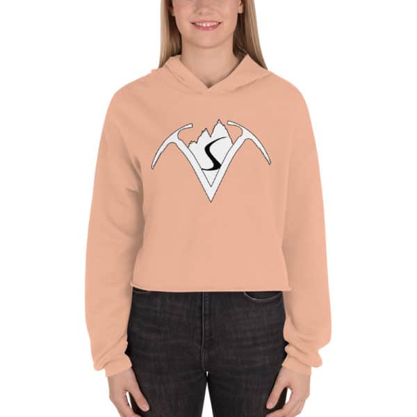 Virtual Sherpa White Logo Women's Croptopped Hoodie - Image 4