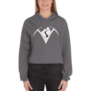 Virtual Sherpa White Logo Women's Croptopped Hoodie