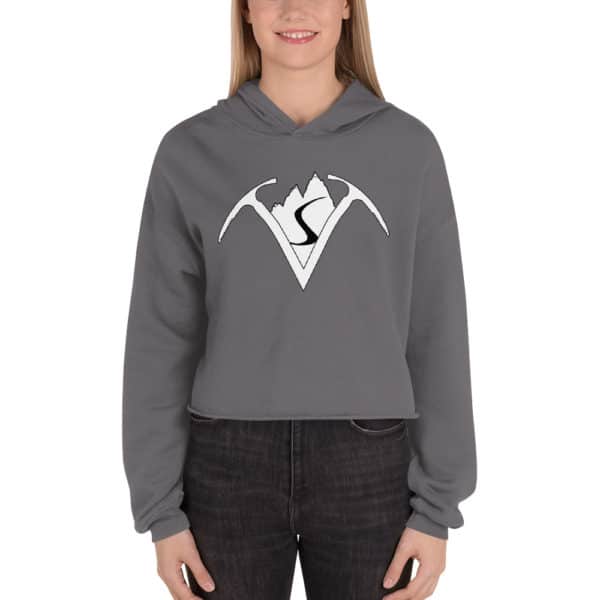 Virtual Sherpa White Logo Women's Croptopped Hoodie