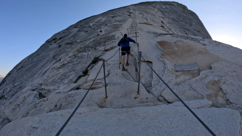 Starting up the Cables on Half Dome in Yosemite